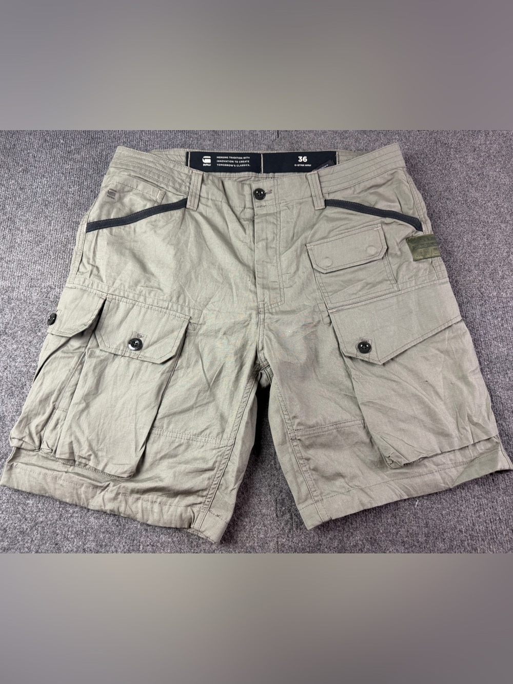 G-Star Raw Jungle Cargo Short Mens 100% Cotton 9" Utility Shorts Size 36 Green